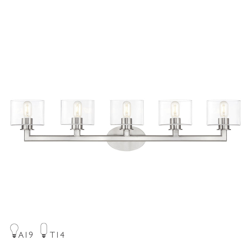 Bernardino 5-Light Extra Large Bath Vanity Light in Brushed Nickel