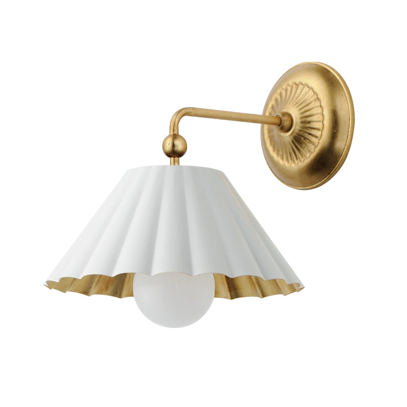 Primrose 1 Light Wall Sconce in Matte White / Gold Leaf