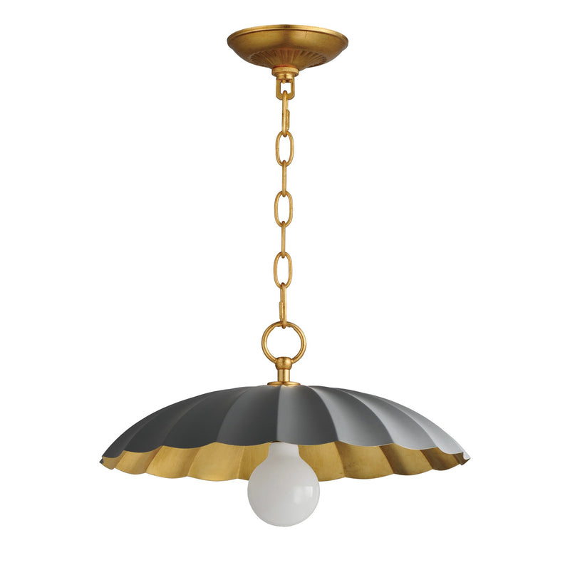 Primrose 16" Pendant in Dark Gray / Gold Leaf
