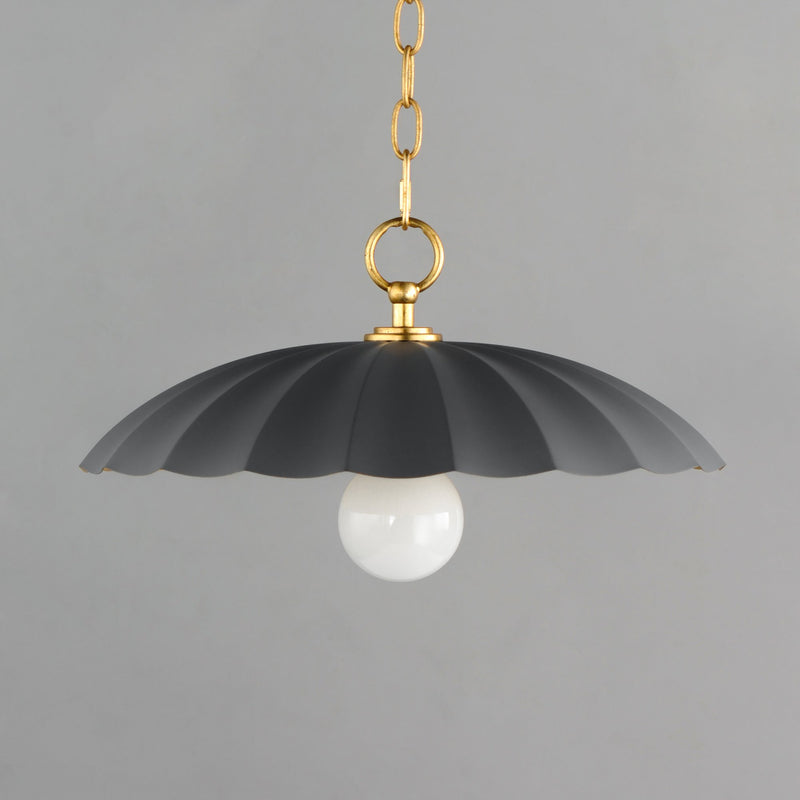 Primrose 16" Pendant in Dark Gray / Gold Leaf