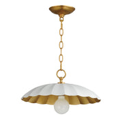 Primrose 16" Pendant in Matte White / Gold Leaf