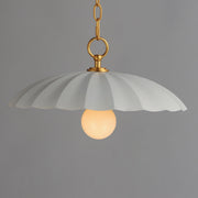 Primrose 16" Pendant in Matte White / Gold Leaf