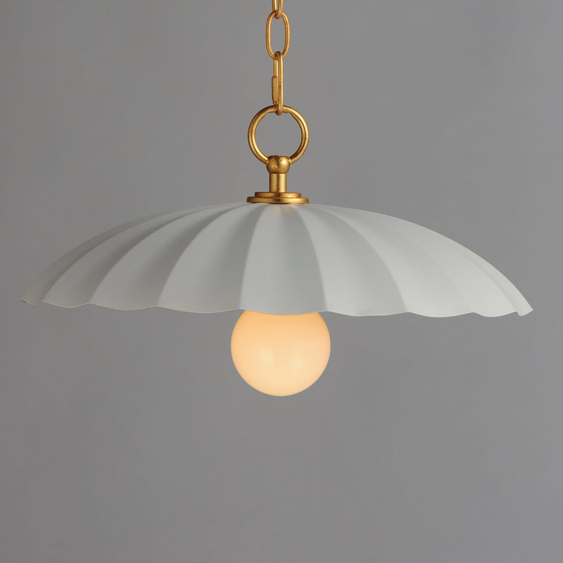 Primrose 16" Pendant in Matte White / Gold Leaf