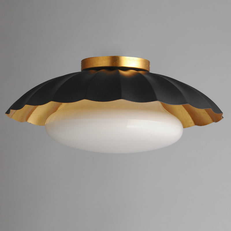 Primrose 1 Light Flush Mount in Black / Gold Leaf
