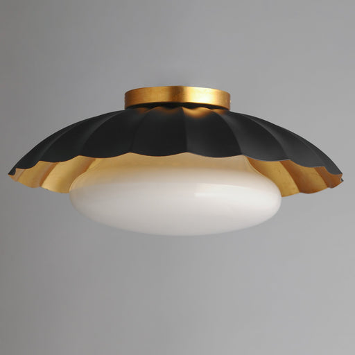 Primrose 1 Light Flush Mount in Black / Gold Leaf