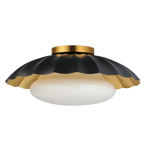 Primrose 1 Light Flush Mount in Black / Gold Leaf