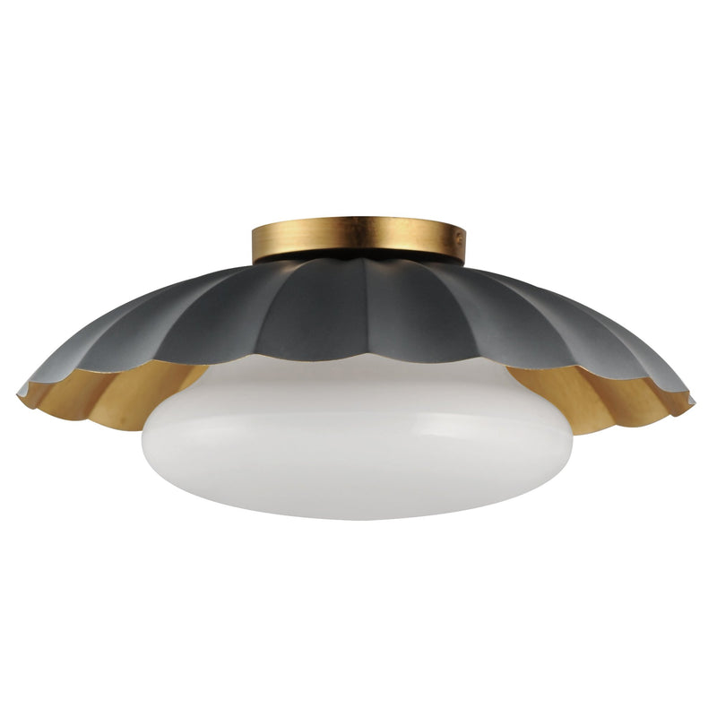 Primrose 1 Light Flush Mount in Dark Gray / Gold Leaf