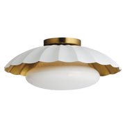 Primrose 1 Light Flush Mount in Matte White / Gold Leaf