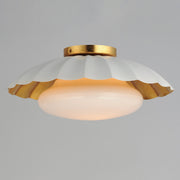 Primrose 1 Light Flush Mount in Matte White / Gold Leaf