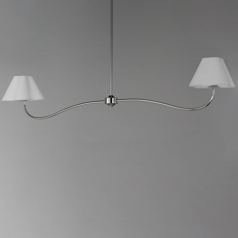 Saxon 2 Light Linear Chandelier in Polished Nickel