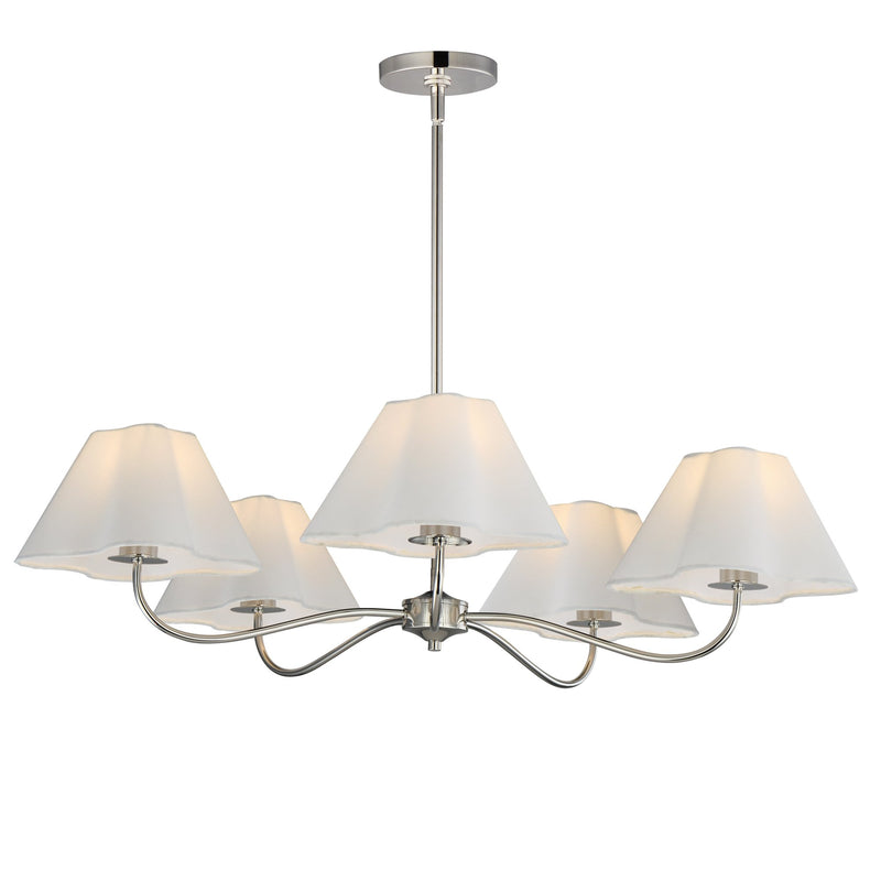 Saxon 5 Light Chandelier in Polished Nickel