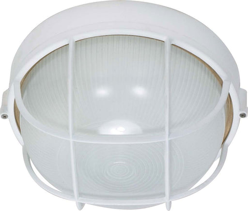 1-Light 10" Round Cage Bulk Head in Semi Gloss white