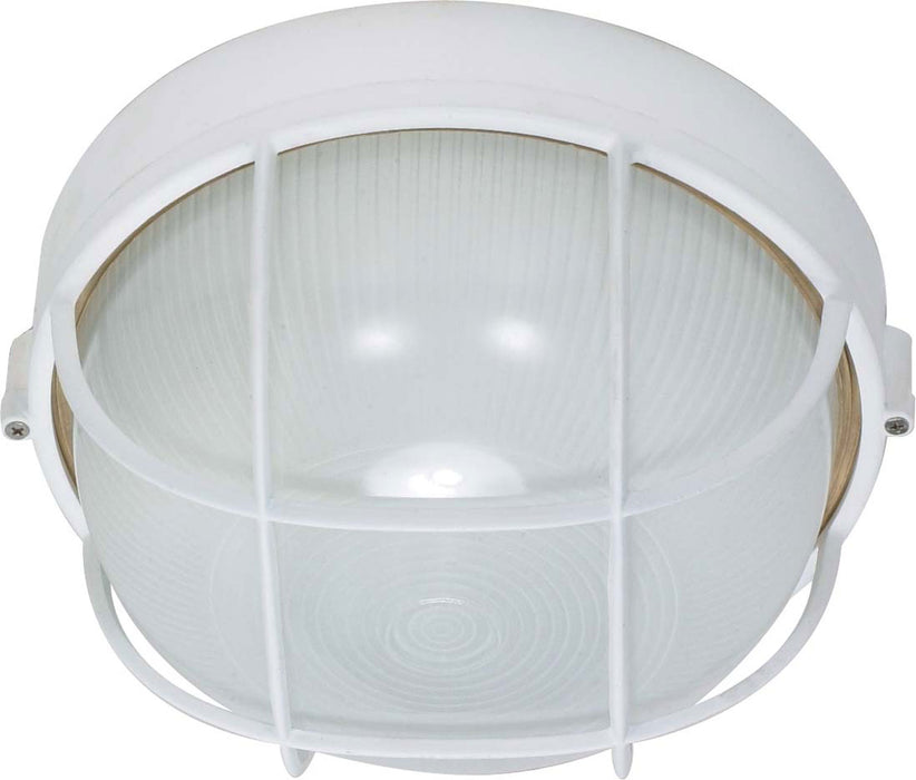 1-Light 10" Round Cage Bulk Head in Semi Gloss white
