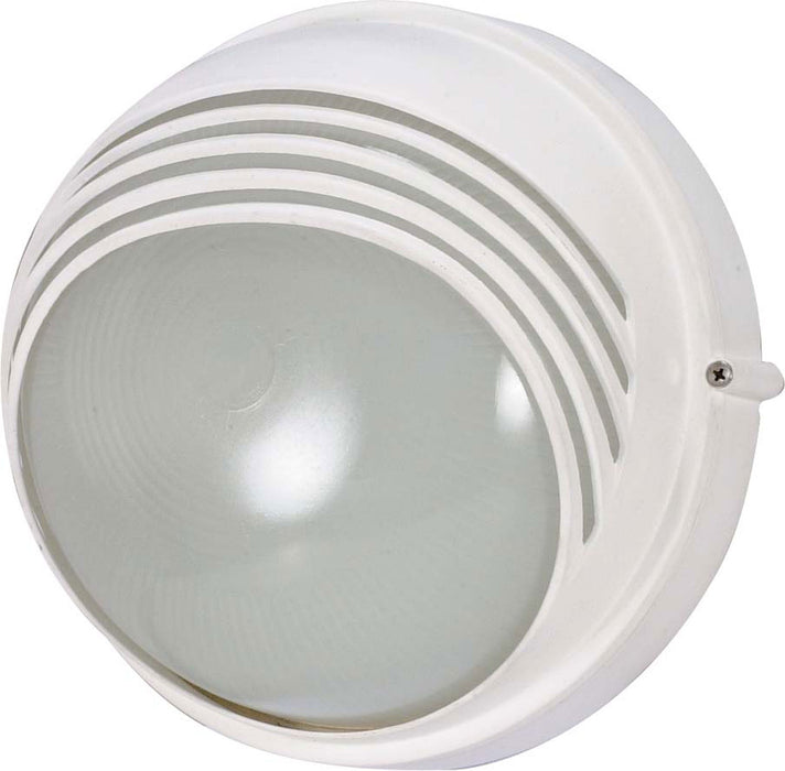 1-Light 10" Round Hood Bulk Head in Semi Gloss white