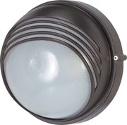 10" Low-Profile Round Bulkhead Outdoor Wall Sconce in Architectural Bronze