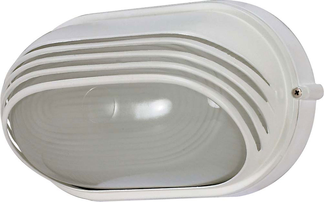 1-Light 10" Oval Hood Bulk Head in Semi Gloss white