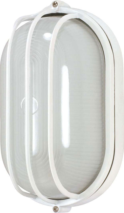 1-Light 10" Oval Cage Bulk Head in Semi Gloss white