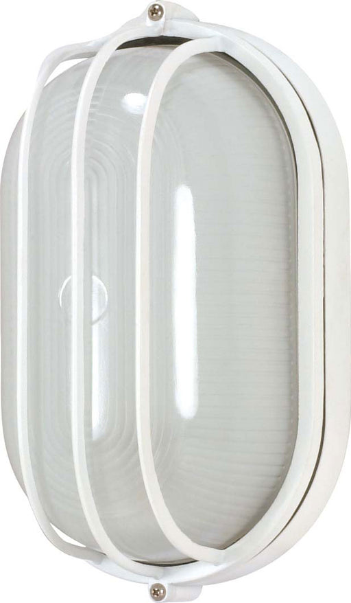 1-Light 10" Oval Cage Bulk Head in Semi Gloss white