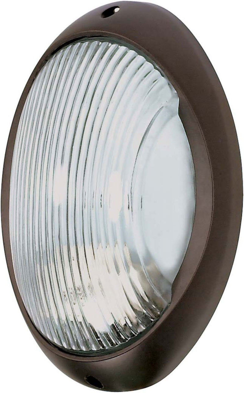 11" Clear Ribbed Bulkhead Outdoor Wall Sconce in Architectural Bronze