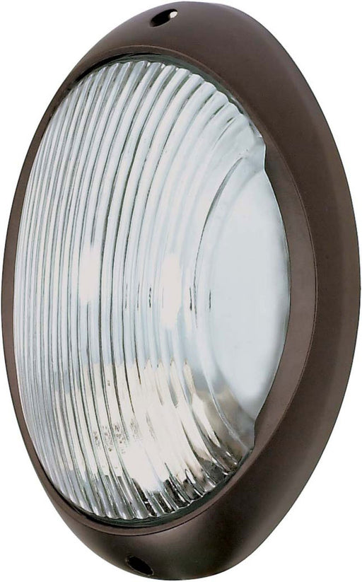 11" Clear Ribbed Bulkhead Outdoor Wall Sconce in Architectural Bronze