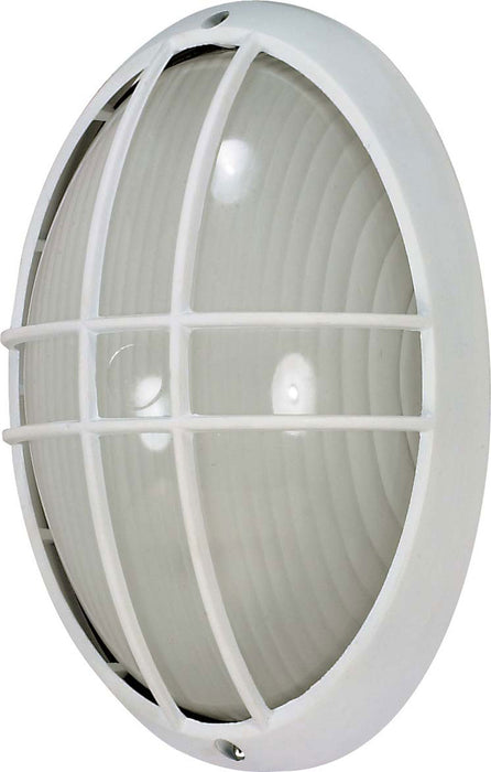 1-Light 13" Oval Cage Bulk Head in Semi Gloss white