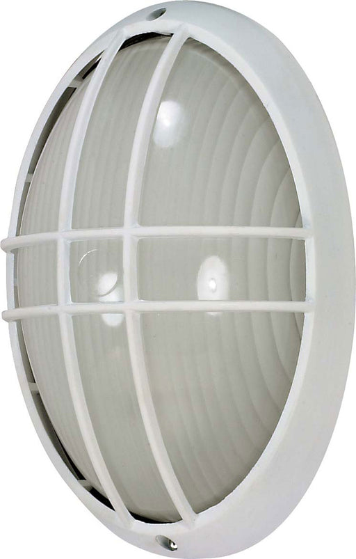 1-Light 13" Oval Cage Bulk Head in Semi Gloss white