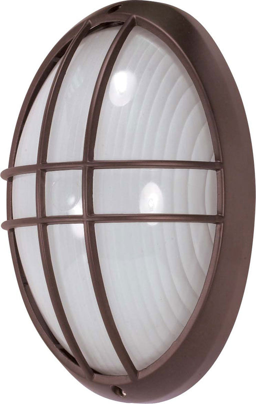 1-Light 13" Oval Cage Bulk Head in Architectural Bronze