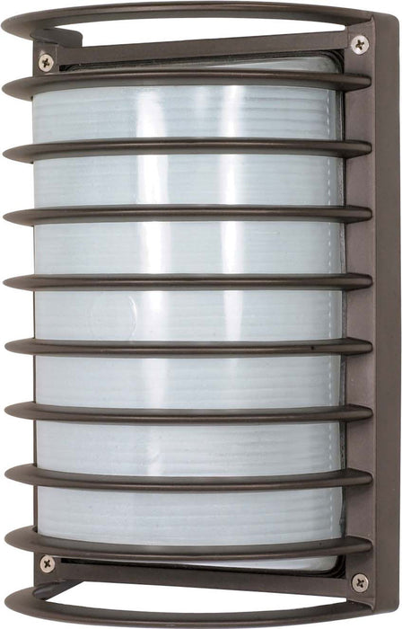 1-Light 10" Rectngle Cage Blk Hd in Architectural Bronze