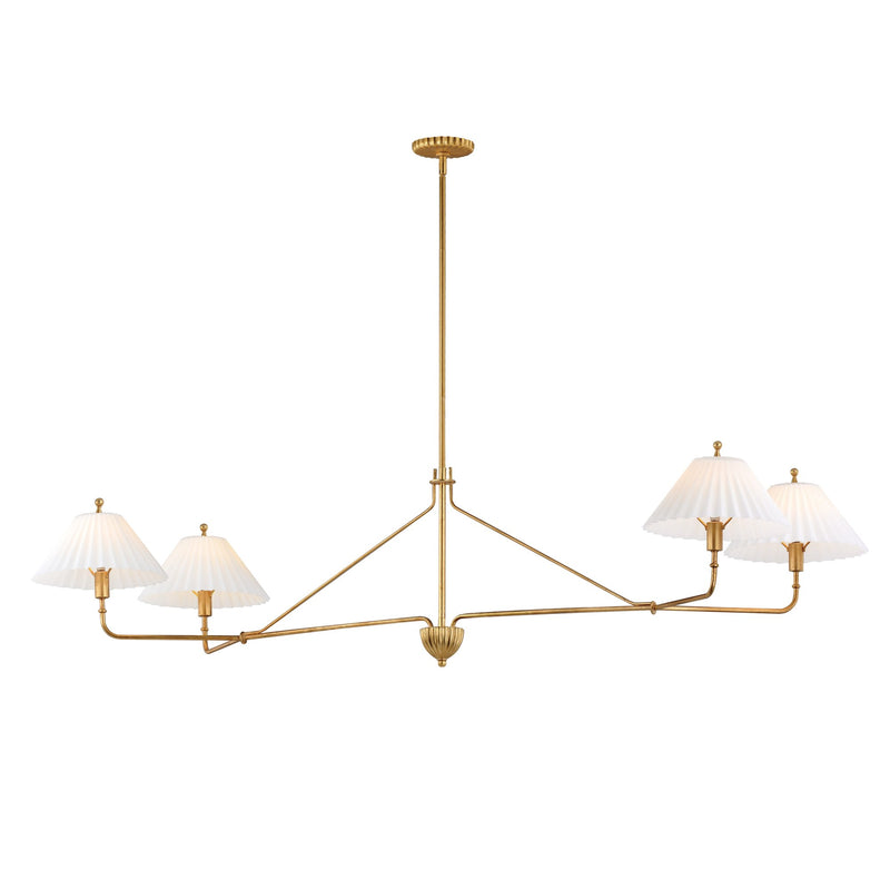 Kismet 4 Light Linear Chandelier in Gold Leaf