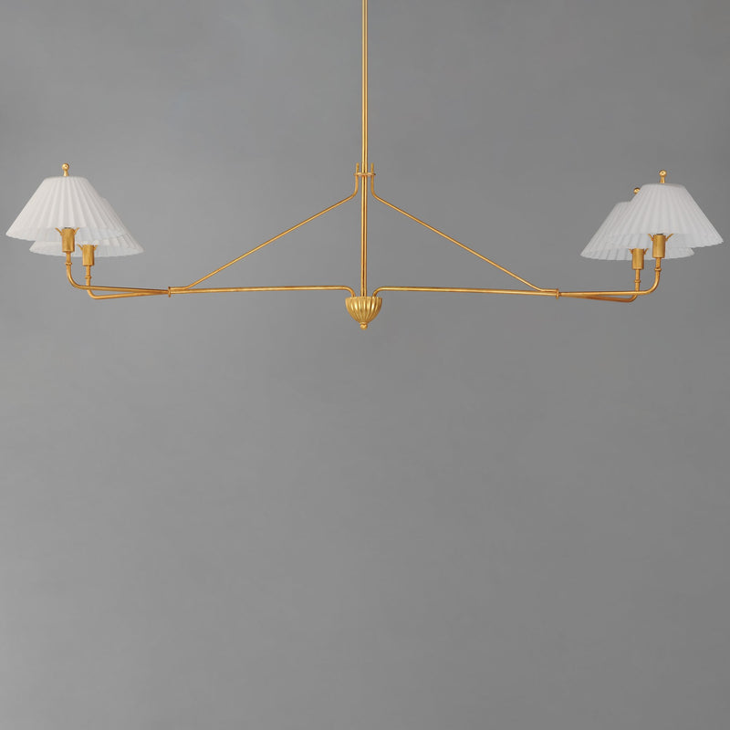 Kismet 4 Light Linear Chandelier in Gold Leaf