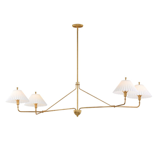 Kismet 4 Light Linear Chandelier in Gold Leaf