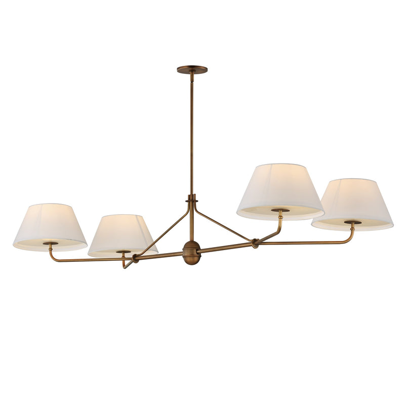 Dunbridge 4 Light Linear Chandelier in Weathered Brass