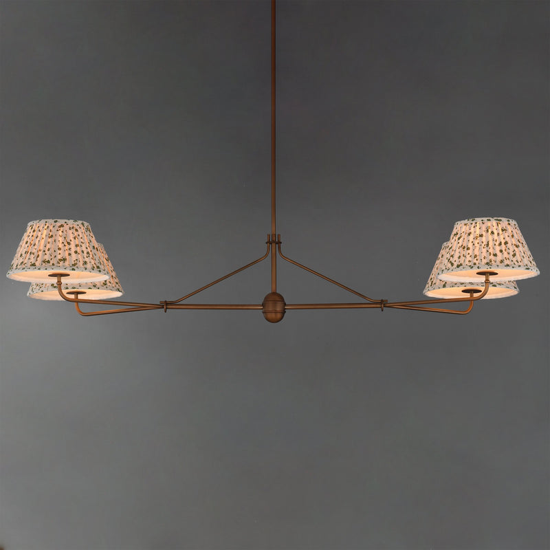 Dunbridge 4 Light Linear Chandelier in Weathered Brass