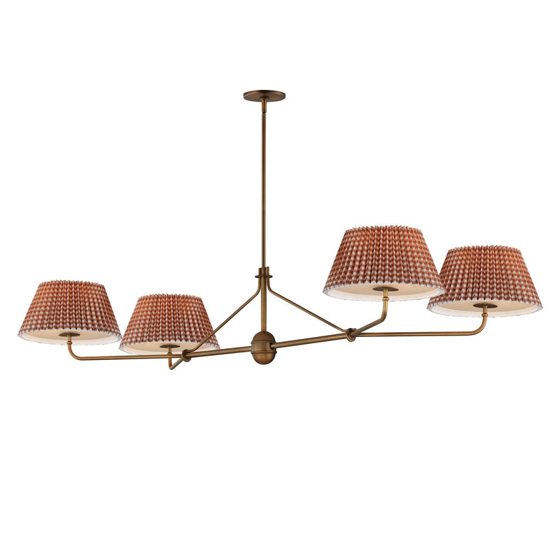 Dunbridge 4 Light Linear Chandelier in Weathered Brass