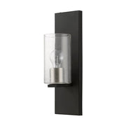 Zurich Seeded Glass Wall Sconce in Black with Brushed Nickel Accents