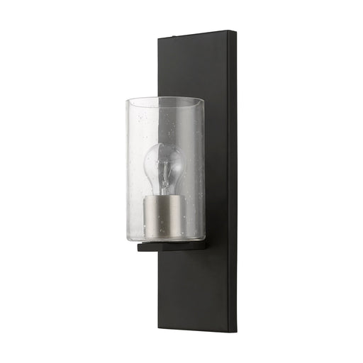 Zurich Seeded Glass Wall Sconce in Black with Brushed Nickel Accents