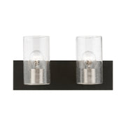Zurich 2-Light Bath Vanity Light in Black with Brushed Nickel Accents
