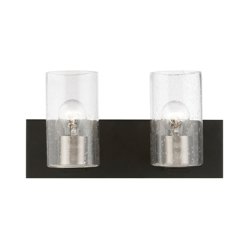 Zurich 2-Light Bath Vanity Light in Black with Brushed Nickel Accents