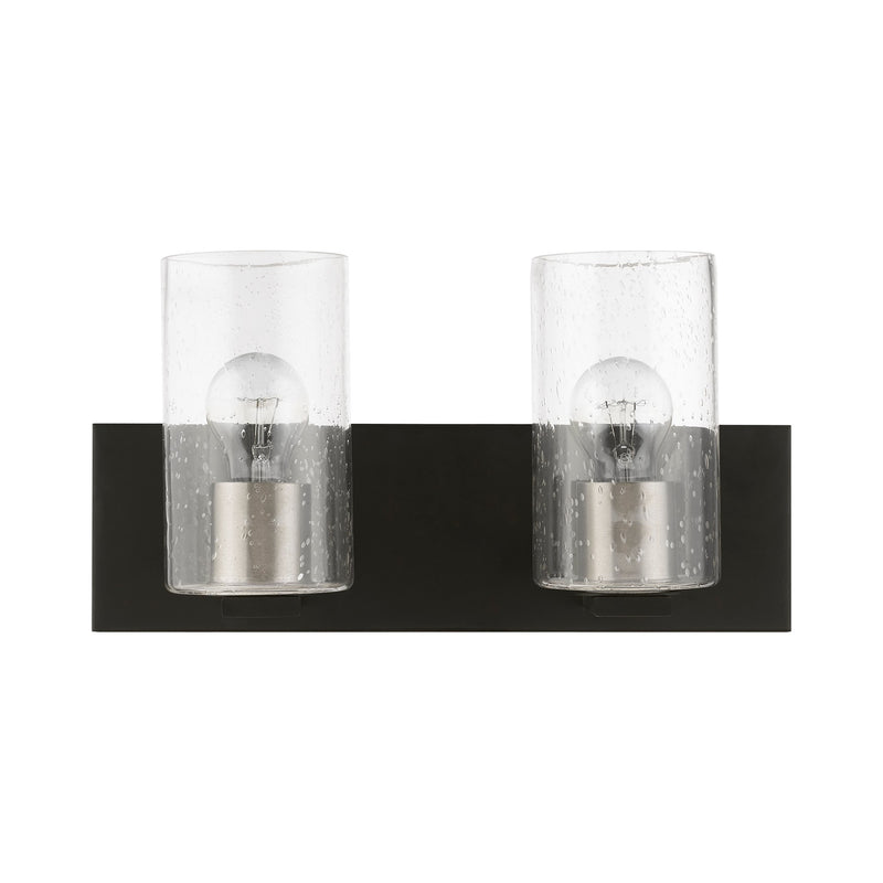 Zurich 2-Light Bath Vanity Light in Black with Brushed Nickel Accents