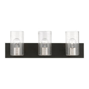 Zurich 3-Light Bath Vanity Light in Black with Brushed Nickel Accents