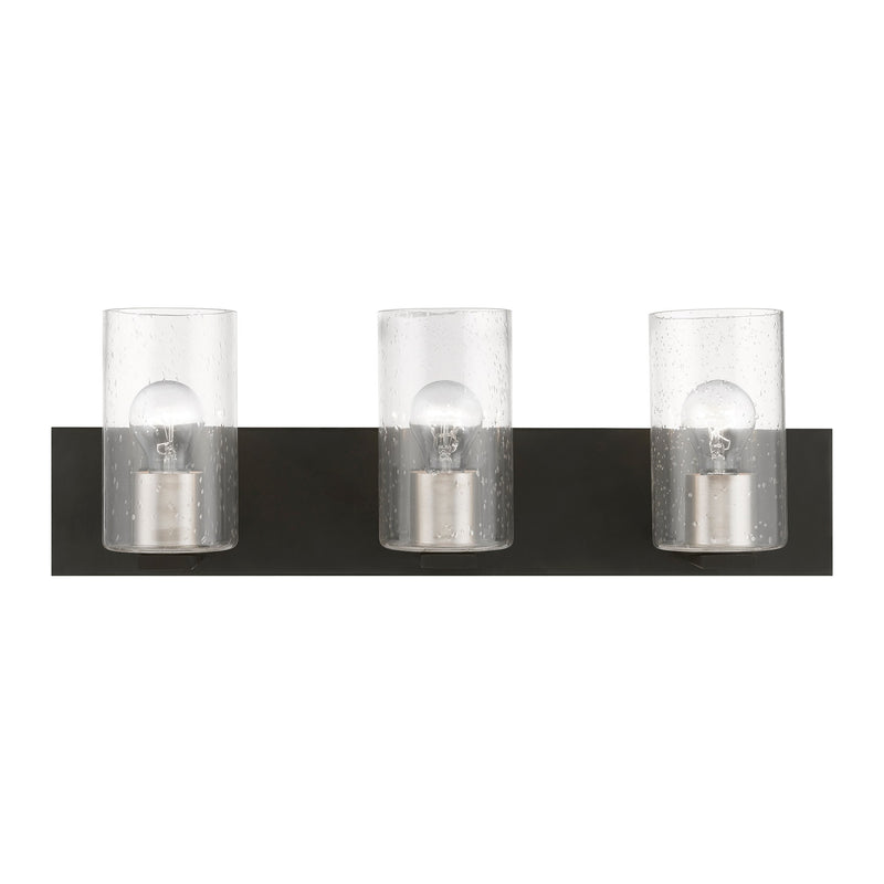 Zurich 3-Light Bath Vanity Light in Black with Brushed Nickel Accents