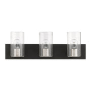 Zurich 3-Light Bath Vanity Light in Black with Brushed Nickel Accents