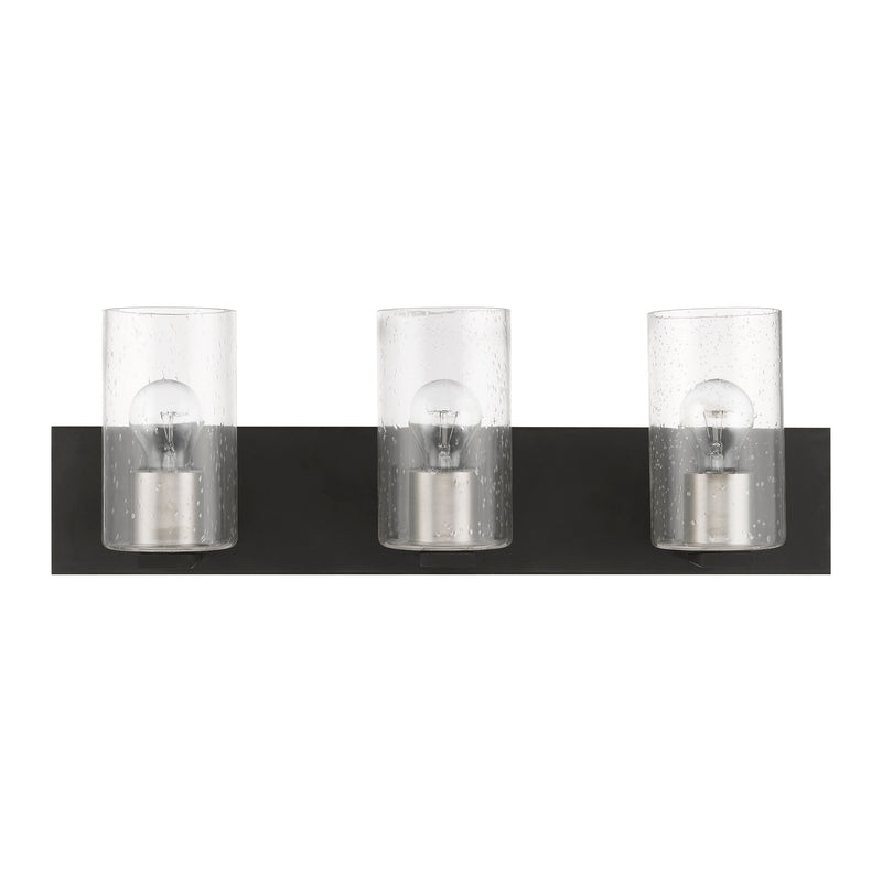 Zurich 3-Light Bath Vanity Light in Black with Brushed Nickel Accents