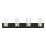 Zurich 4-Light Large Bath Vanity Light in Black with Brushed Nickel Accents
