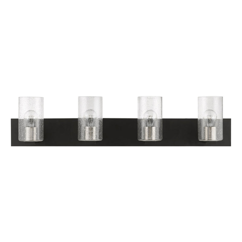 Zurich 4-Light Large Bath Vanity Light in Black with Brushed Nickel Accents