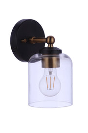 Coppa 1 Light 4.75" Wall Sconce in Flat Black/Satin Brass