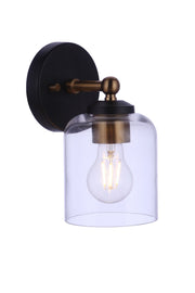 Coppa 1 Light 4.75" Wall Sconce in Flat Black/Satin Brass