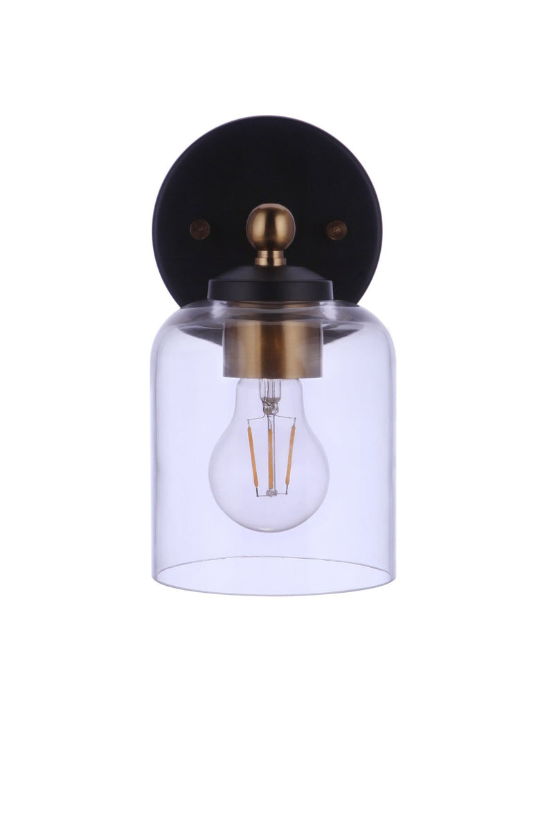 Coppa 1 Light 4.75" Wall Sconce in Flat Black/Satin Brass