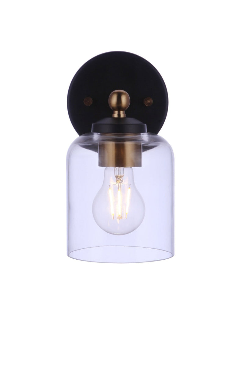 Coppa 1 Light 4.75" Wall Sconce in Flat Black/Satin Brass