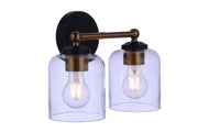 Coppa 2 Light 11.5" Vanity in Flat Black/Satin Brass